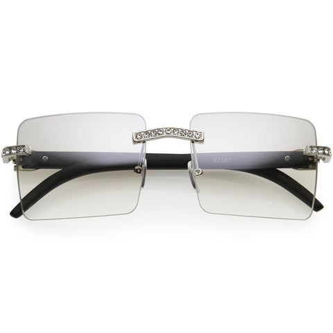 Luxe Premium Large Decorated Rhinestones Square Sunglasses 56mm