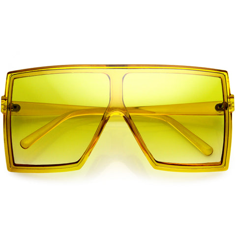 High Fashion Color Tinted Gradient Lens Flat Top Square Sunglasses 72mm
